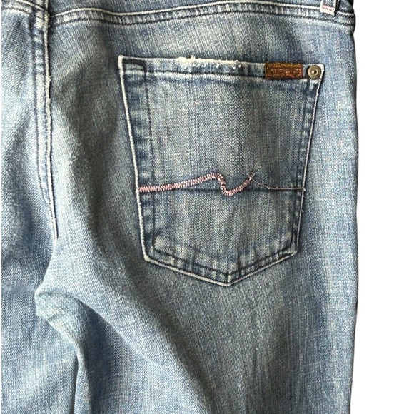 7 for all man kind bootcut jeans blue denim Vintage Y2K Size 32 Stretc Low Rise - Picture 4 of 11